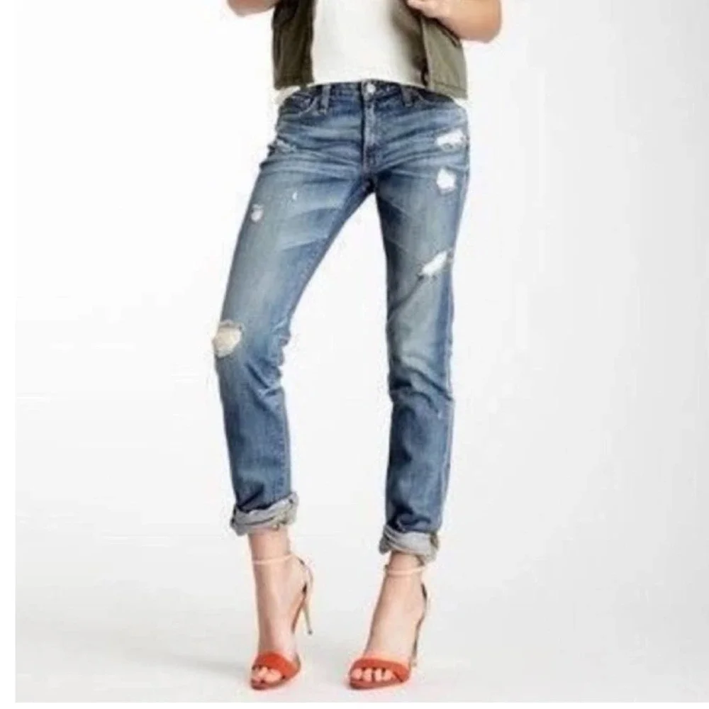 Adriano Goldschmied Premiere Skinny Straight Distressed‎ Jeans Medium Wash 28